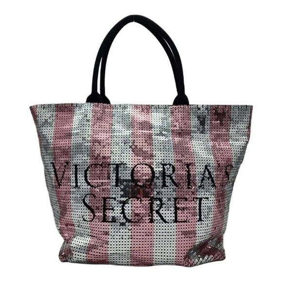 Victoria's Secret Pink and White Glitter Tote Bag - Picture 1 of 7